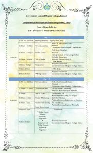 Programme Schedule of Induction Programme, 2022